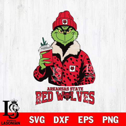 Arkansas State Red Wolves Grinch Christmas Cut Files Cricut, Svg Dxf Eps Png file, Digital download , Silhouette