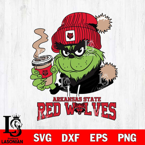 Arkansas State Red Wolves Grinch Cofffe Hoodie Cut Files Cricut, Svg Dxf Eps Png file, Digital download , Silhouette