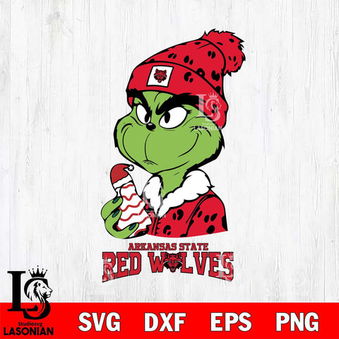 Arkansas State Red Wolves Grinch Tree Cake Svg Eps Dxf Png File, Digital Download, Instant Download