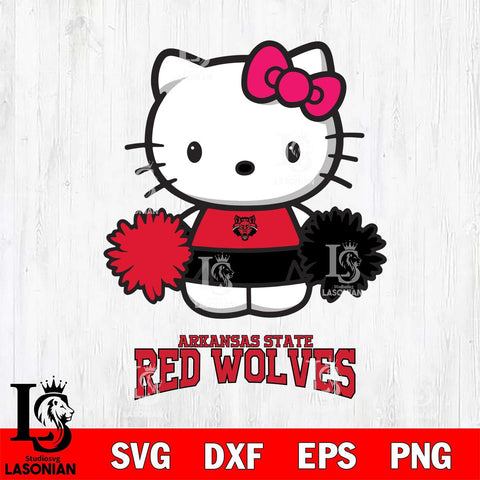 Arkansas State Red Wolves Hello Kitty Cheerleader 2 Svg Eps Dxf Png File, Digital Download, Instant Download