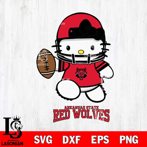 Arkansas State Red Wolves Hello Kitty NCAA 4 Svg Eps Dxf Png File, Digital Download, Instant Download