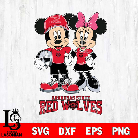 Arkansas State Red Wolves Mickey Minnie Mouse Helmet Svg Eps Dxf Png File, NCAA svg , File Cut , Digital Download , Instant Download, Cut Svg Files