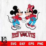 Arkansas State Red Wolves Mickey Minnie Valentine Rugby Svg Eps Dxf Png File, Digital Download ,Instant Download, Cricut File