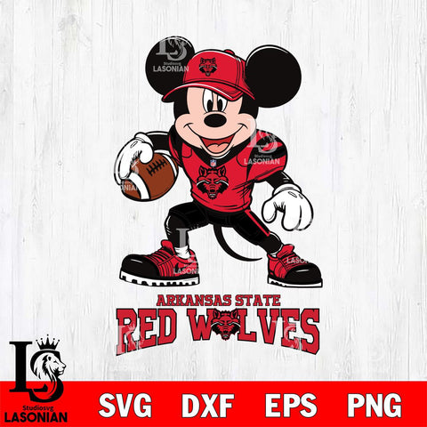 Arkansas State Red Wolves Mikey Mouse Disney, Svg Eps Dxf Png File, Digital Download