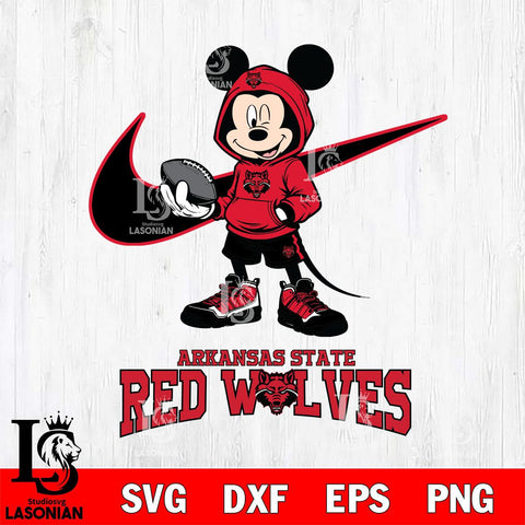 Arkansas State Red Wolves Mikey Mouse Disney NIKE, Svg Eps Dxf Png File, Digital Download