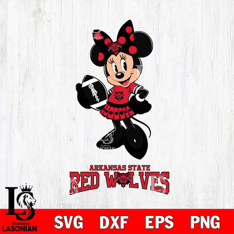 Arkansas State Red Wolves Minnie Mouse, Svg Eps Dxf Png File, Digital Download