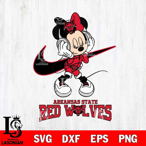 Arkansas State Red Wolves Minnie Mouse Dancing NIKE, Svg Eps Dxf Png File, Digital Download