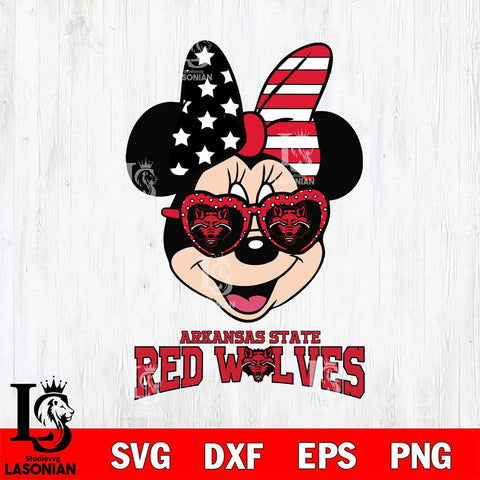 Arkansas State Red Wolves Minnie Mouse Love 2, Svg Eps Dxf Png File, Digital Download