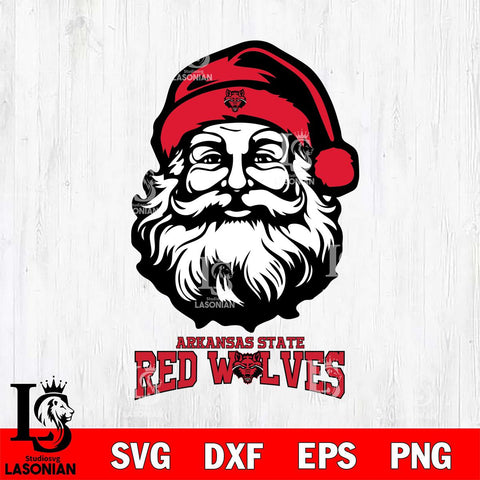 Arkansas State Red Wolves Santa Claus Christmas Svg dxf eps png pdf file,NCAA svg,Digital Download,Cricut file