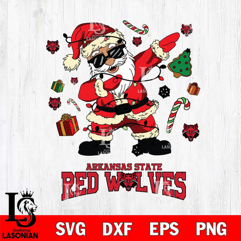 Arkansas State Red Wolves Santa Claus Football Svg dxf eps png pdf file,NCAA svg,Digital Download,Cricut file