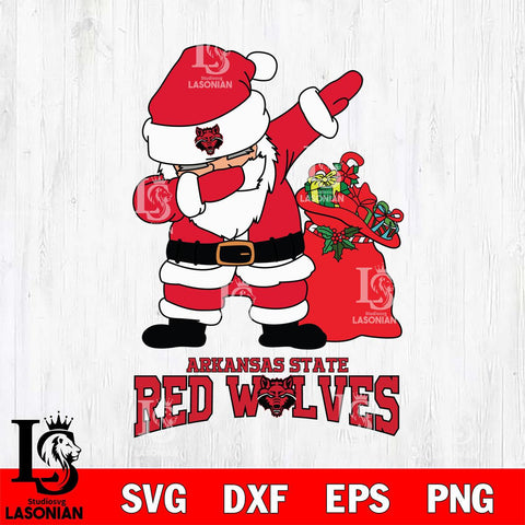 Arkansas State Red Wolves Santa Dabbing Christmas Svg dxf eps png pdf file,NCAA svg,Digital Download,Cricut file