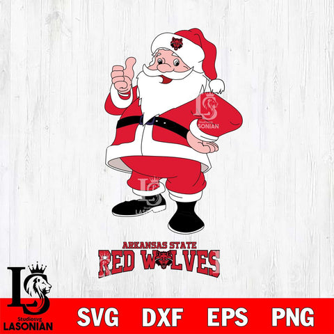 Arkansas State Red Wolves Santa claus Svg dxf eps png pdf file,NCAA svg,Digital Download,Cricut file