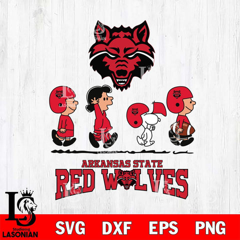 Arkansas State Red Wolves Snoopy Sport 12 Svg Eps Dxf Png File, Digital Download