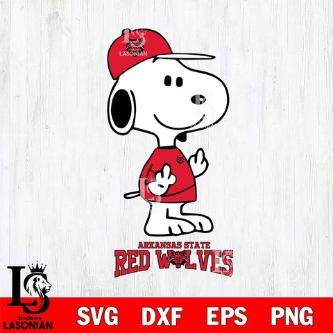 Arkansas State Red Wolves Snoopy Sport 8 Svg Eps Dxf Png File, Digital Download