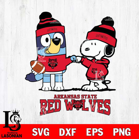 Arkansas State Red Wolves Snoopy & Bluey Football Svg Eps Dxf Png File,NCAA Svg Files,Chill Guy svg ,Digital Download ,Instant Download, Cricut File