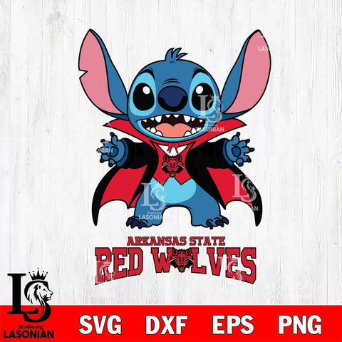 Arkansas State Red Wolves Stitch Vampire halloween Svg Eps Dxf Png File, NCAA svg, Digital Download, Instant Download