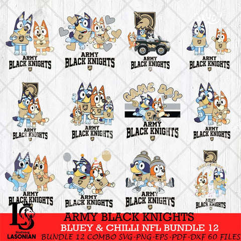 Army Black Knights Bluey & Bingo Bundle 12 SVG Svg Eps Dxf Png File, Bundle NCAA svg, Digital Download, Instant Download