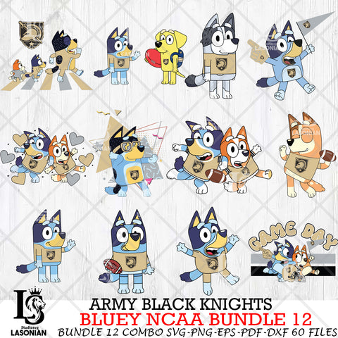 Army Black Knights Bluey NCAA Bundle 12 Svg Eps Dxf Png File, Digital Download, Instant Download