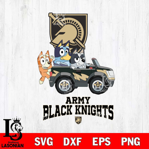 Army Black Knights Bluey friends car Svg Eps Dxf Png File, NCAA svg, Digital Download, Instant Download