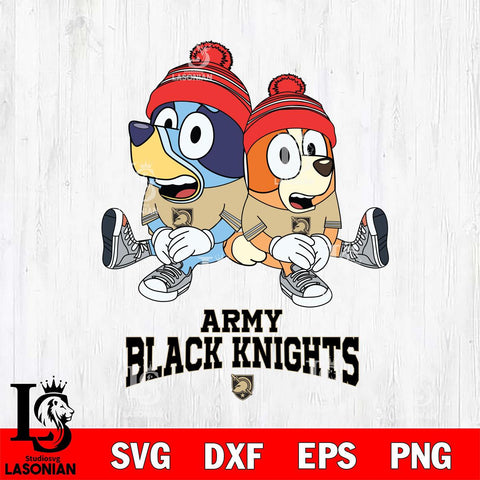 Army Black Knights Christmas Bluey & Bingo Sit Cut Files,Bluey Cricut,Christmas Svg , Bluey svg , Digital Download, dxf eps png pdf file