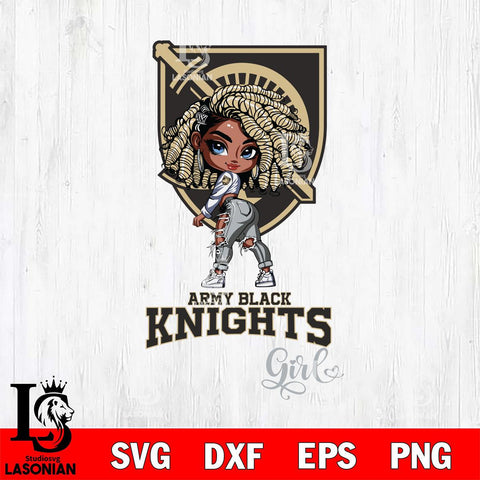 Army Black Knights Fan Girl Svg Eps Dxf Png File, Digital Download, Instant Download