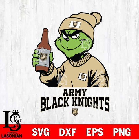 Army Black Knights Grinch Drinking Beer Christmas Cut Files Cricut, Svg Dxf Eps Png file, Digital download , Silhouette