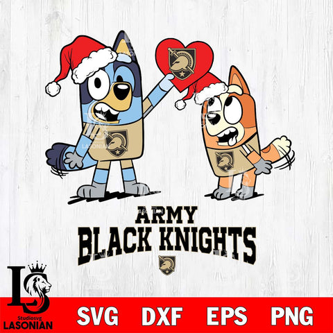 Army Black Knights Love Bluey Christmas Svg Eps Dxf Png File, Digital Download