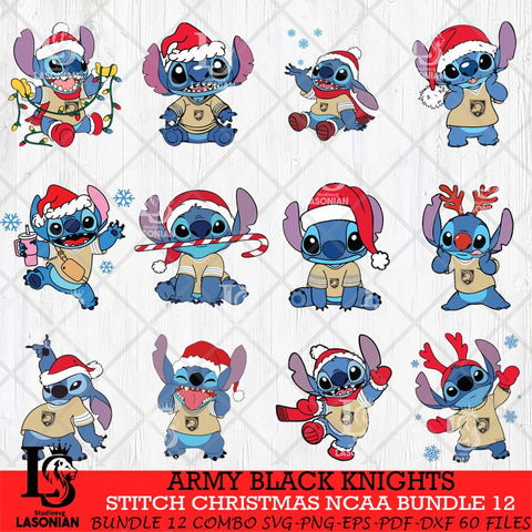 Army Black Knights Stitch Christmas NCAA Bundle 12 Svg Eps Dxf Png File, Digital Download, Instant Download