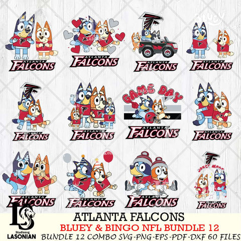 Atlanta Falcons Bluey & Bingo Bundle 12 SVG Eps Dxf Png File, Bundle NFL svg, Digital Download, Instant Download