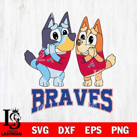 Atlanta Braves Bluey & Bingo 15 Svg Eps Dxf Png File, MLB svg, Digital Download, Instant Download