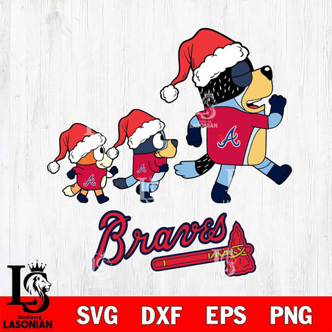 Atlanta Braves Bluey Family Christmas Svg Eps Dxf Png File, Digital Download