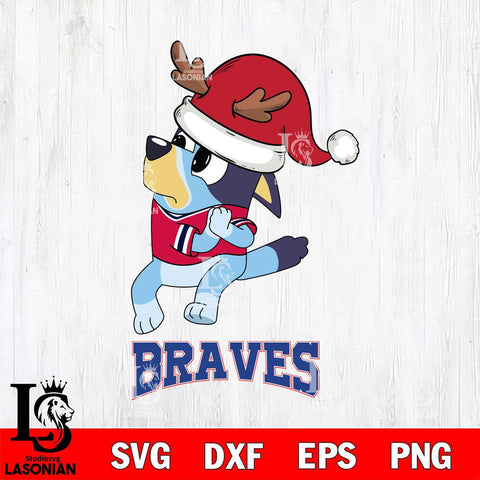 Atlanta Braves Christmas Bluey Santa Claus Cricut , Christmas Svg , Bluey svg , Digital Download, dxf eps png pdf file