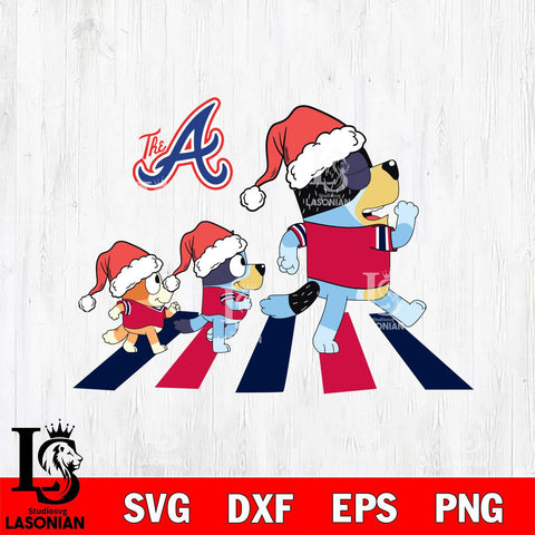 Atlanta Braves Family Bluey Walking Christmas Svg Eps Dxf Png File, Digital Download, Instant Download