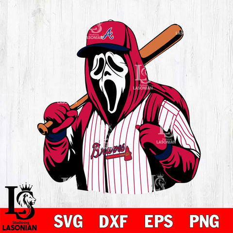 Atlanta Braves Ghostface 3 Svg Eps Dxf Png File, Digital Download, Instant Download