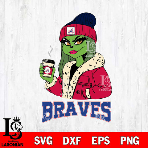 Atlanta Braves Girls Grinch Bougie Svg Eps Dxf Png File, Digital Download, Instant Download