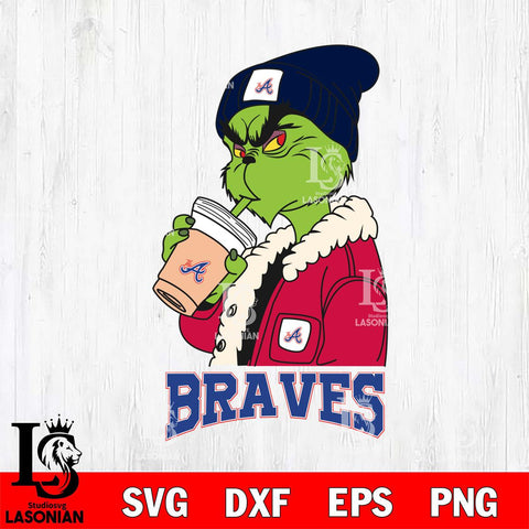 Atlanta Braves Grinch Bougie Football Svg Eps Dxf Png File, Digital Download, Instant Download