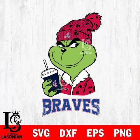 Atlanta Braves Grinch Cofffe Christmas Cut Files Cricut, Svg Dxf Eps Png file , Silhouette