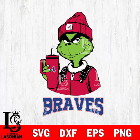 Atlanta Braves Grinch Football Christmas Cut Files Cricut, Svg Dxf Eps Png file , Silhouette