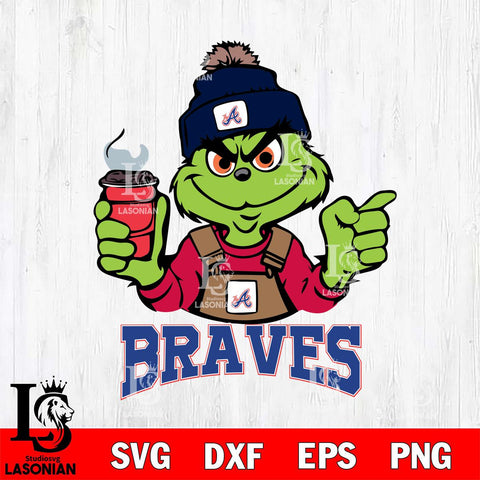 Atlanta Braves Grinch with coffee Svg Eps Dxf Png File, Digital Download, Instant Download