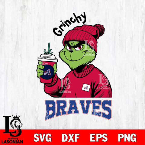 Atlanta Braves Grinchy Bougie Christmas Cut Files Cricut, Svg Dxf Eps Png file , Silhouette