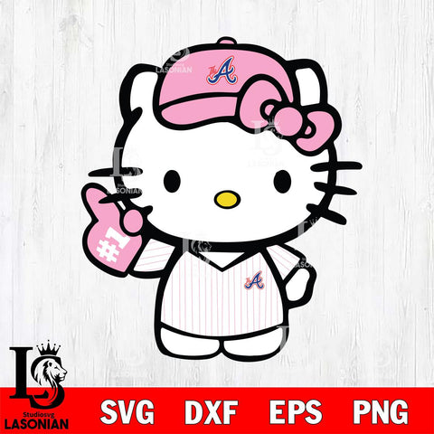 Atlanta Braves Hello Kitty Pink Baseball 10 Svg Eps Dxf Png File, MLB svg, Digital Download, Instant Download