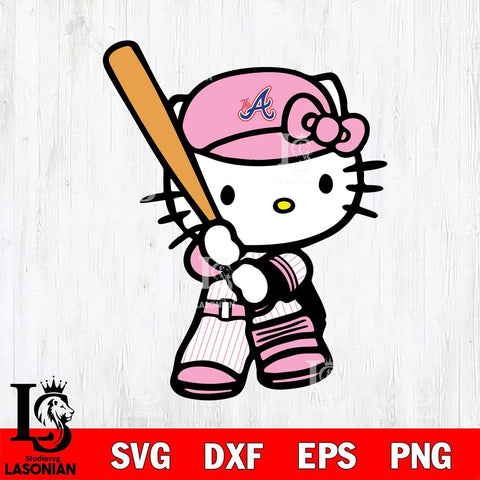 Atlanta Braves Hello Kitty Pink Baseball 2 Svg Eps Dxf Png File, MLB svg, Digital Download, Instant Download