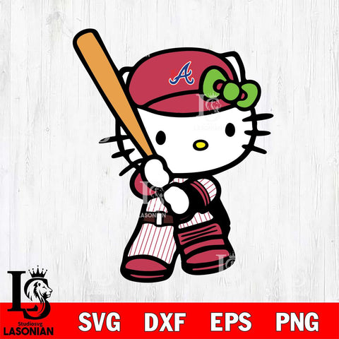 Atlanta Braves Hello Kitty sport 2 Svg Eps Dxf Png File, Digital Download, Instant Download