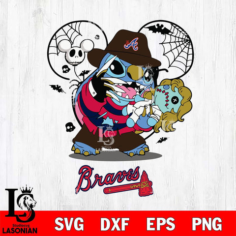 Atlanta Braves Stitch Freddy Krueger Halloween Svg Eps Dxf Png File, Digital Download, Instant Download