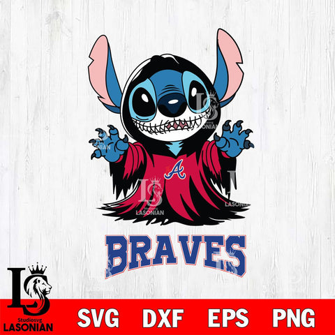 Atlanta Braves Stitch Ghost Svg Eps Dxf Png File, MLB svg, Digital Download, Instant Download