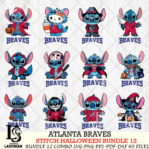 Atlanta Braves Stitch Horror Bundle 12 SVG Svg Eps Dxf Png File, MLB svg, Digital Download, Instant Download