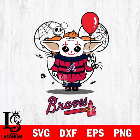 Atlanta Braves Stitch Pennywise Halloween Svg Eps Dxf Png File, Digital Download, Instant Download