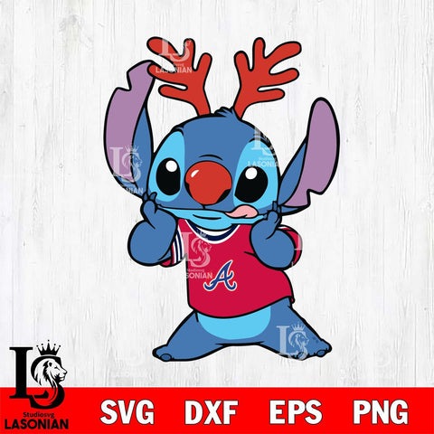 Atlanta Braves Stitch Reindeer SVG DXF EPS PNG file, Cut file cricut, Instant Download