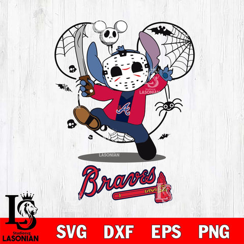 Atlanta Braves Stitch jason voorhees Halloween Svg Eps Dxf Png File, Digital Download, Instant Download