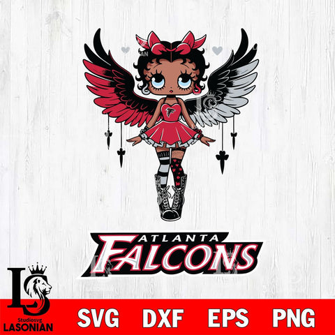 Atlanta Falcons Anglel Black Fan Girl Betty Boop Svg Eps Dxf Png File, Digital Download, Instant Download